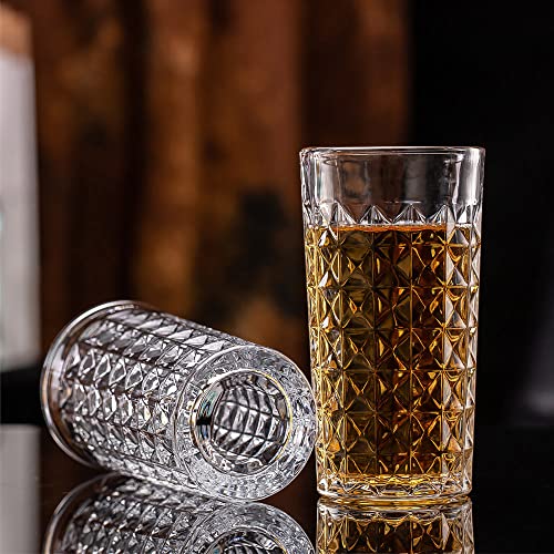 Image of bellemax 300 ML Premium Juice Glasses Drinking Glasses,Highball Lead-Free Glasses,Tumblers for Water,Juice,Beer,Cocktail and Mixed Drinks - 6 Pieces,Transparent (BM-07)