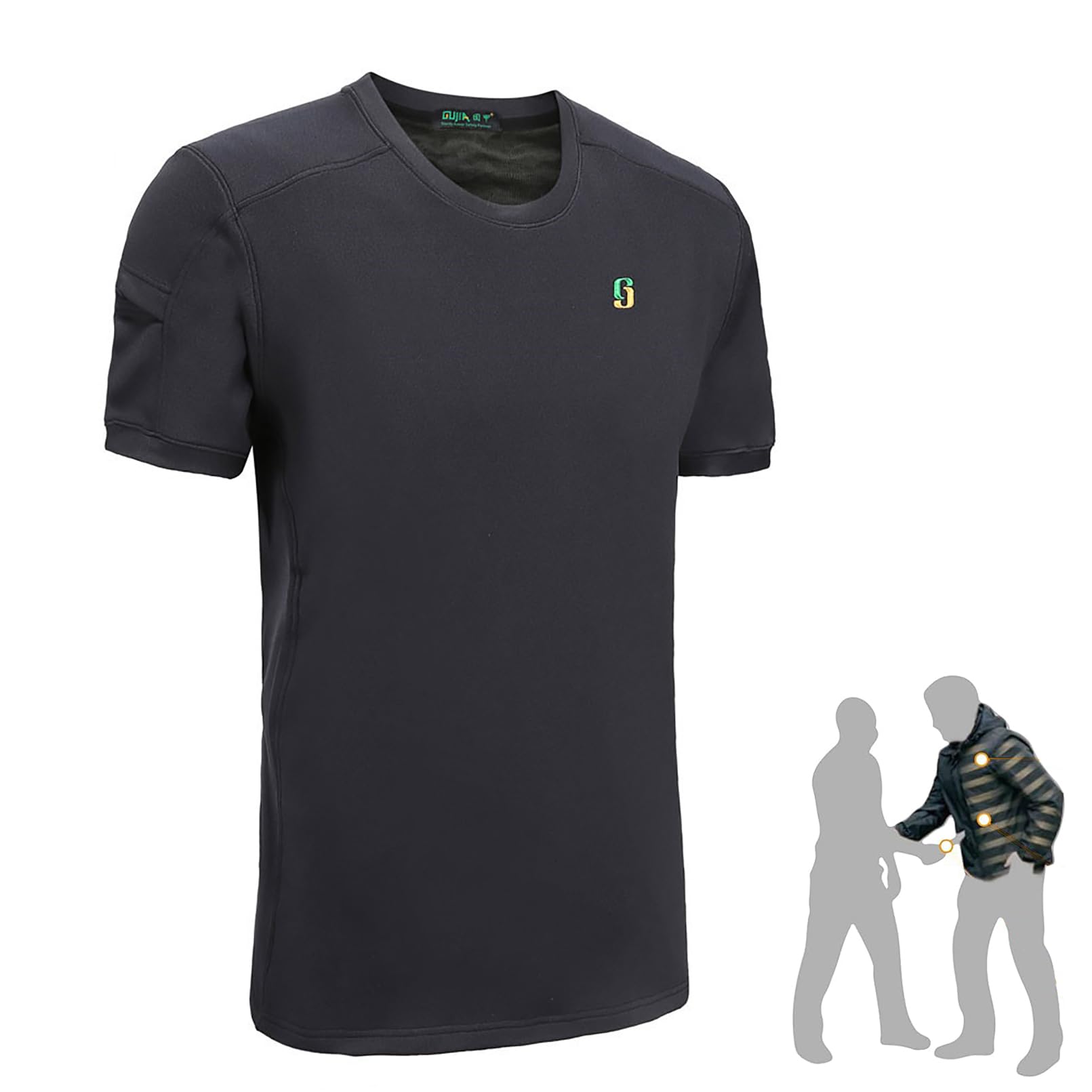 Pounjsd Unisex Black Stab Proof Clothing, Knife-Proof Clothing, Anti Slash Stab, Hidden Protection Anti-Cut T-Shirt, Bullet Proof Vest Uk, Cut-Proof And Stab-Proof Vest, Front And Back Protect (Xl)