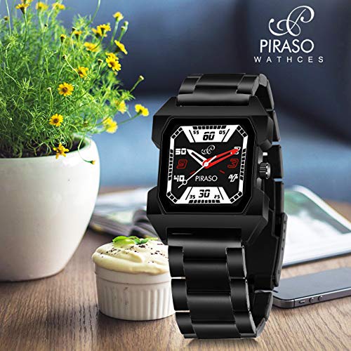 Image of PIRASO Fast Trend Rectangular CASE with Designer Display Analogue Watch for Men and Boys