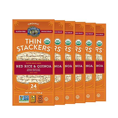 Lundberg Organic Thin Stackers, Red Rice & Quinoa, 6oz (6Count), Gluten-Free, Vegan, Usda