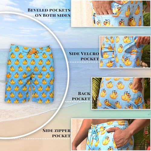 Mens Swim Trunks with Mesh Liner Board Shorts Quick Dry Bathing Suit Hawaii Swimwear for Men Long Shorts with Zipper3