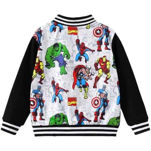 Image of Disney Marvel Bomber Jacket Spider Man Toy Story Cars Varsity Cardigan2-13Y | Officially Licensed Snap Button Coat,Fall Star Wars Graphic Cloth Top,Hulk Venom Stitch Mickey Lightning Mcqueen Kids Apparel