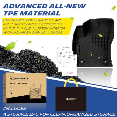 Image of Michelin Vehicle Mats for 2020-2026 Toyota Corolla Sedan (4 Piece) | Not for Cross or Hatchback or AWD, All-Weather TPE Custom Fit Liner, Premier