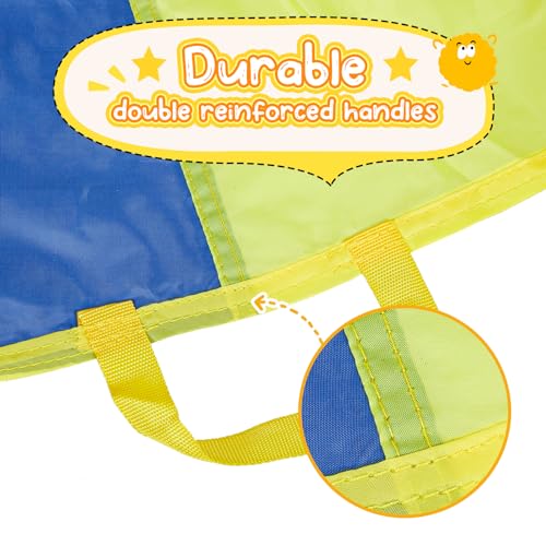Image of Sonyabecca Parachute 8 Feet for Kids with 9 Handles Play Parachute for 4 8 Kids Tent Cooperative Games Birthday Gift