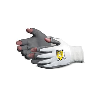 Superior SSXPU3OF Superior Touch Dyneema Open-Finger Glove with Polyurethane Coated Palm, Work, Cut Resistant, 13 Gauge Thickness, Size 10, Gray/White Pack of 1 Pair