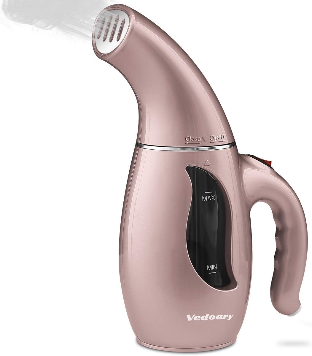 Vedoary Portable Steamer for Clothes, 8 in 1 Handheld Garment/Fabric Steamer, 220ml Powerful Steam Iron for Home/Travel, Wrinkle Remover-Clean-Sterilize-Sanitize-Refresh-Treat-Defrost (Rose Gold)
