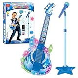 Guitarra musical infantil azul microfone singer star castela