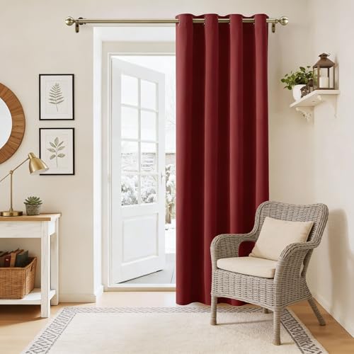 Rideau thermique isolant vin rouge 160x115 à oeillets pour maison - 2