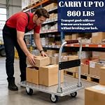Folding Dolly Cart with Wheels Collapsible - Portable Foldable Moving Push Utility Flat Hand Trucks, Heavy Duty Trolley Dolley with 360 Degree Swivel Wheels 860lbs Weight Capacity (Sliver-Steel)