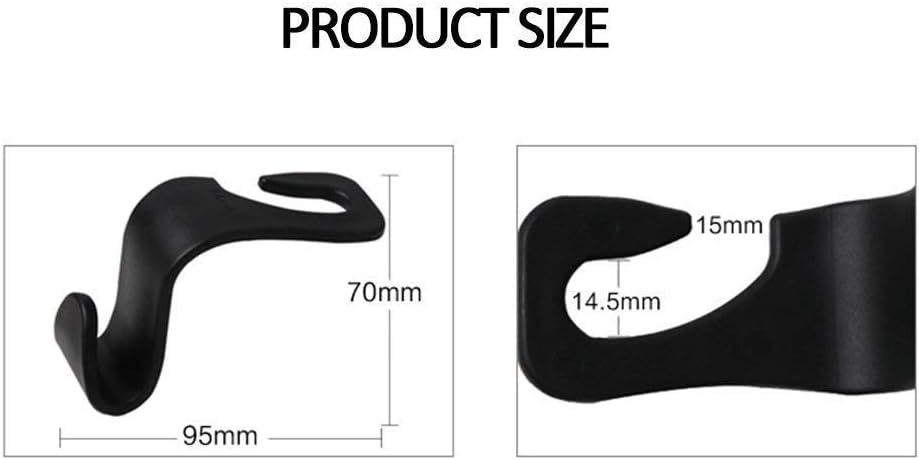 IPELY Car Seat Back Hook Auto Seat Headrest Portable Organizer Holder Hooks(Black -Set of 4)