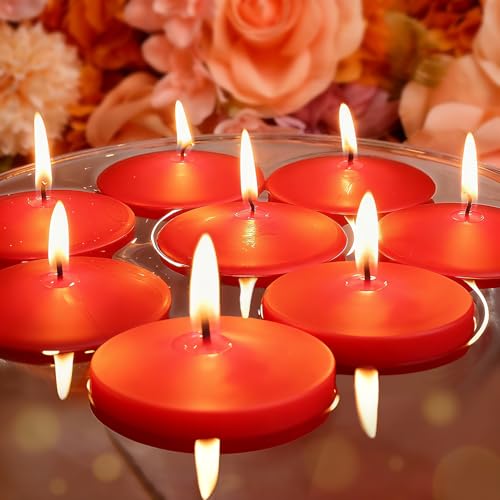 3 inch Floating Candles 36 Packs Red Floating Candle for Centerpieces 8-9 Hours Floating Candles 3 Water Candles for Cylinder Vases Pool Wedding Mothers Day Party