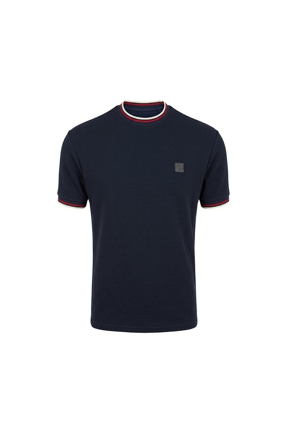 Trojan Men's Navy Ottoman Rib Short Sleeved T-Shirt Regular Fit - Tr/9089