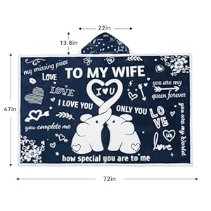 Gifts for wife birthday wife gifts from husband wedding anniversary romantic gifts for wife best wife presents blanket hoodie navy blue  urban country home decor