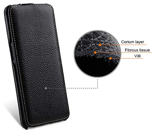 STILGUT UltraSlim Compatible with OnePlus 9 Leather Case - OnePlus 9 5G Flip Case, Flip Case, Mobile Phone Case, Leather Case - Black - Image 4