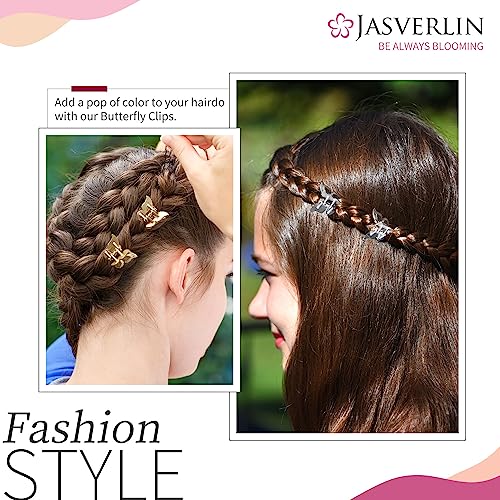 Jasverlin Mini Butterfly Hair Clips 50Pcs - Non-Slip Metallic Silver Gold Hair Claws Clip Y2K 90S Small Tiny Cute Hair Accessories For Women Girls Kids -2000S Hair Clips Organizer (Silver & Gold) #TOP4