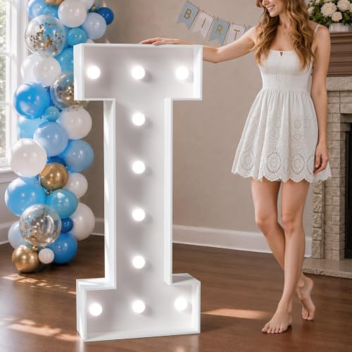 Image of Marquee Letters 4 Feet Tall Large Light Up Letters Baby Shower Decorations Wedding Engagement Proposal White Party Decorations Marry Me Sign Big Cardboard Backdrop I
