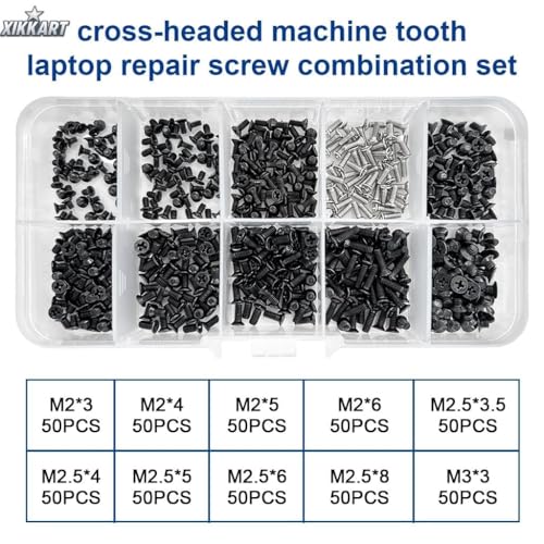 Image of XIKKART 24 in 1 Laptop Screwdriver Set With 500 Pcs Laptop Notebook Computer Replacement Screws Kit | Electronics Repair Kit For Lenovo, Toshiba, Gateway, Samsung, HP, IBM, Dell, Sony, Acer, Asus, SSD