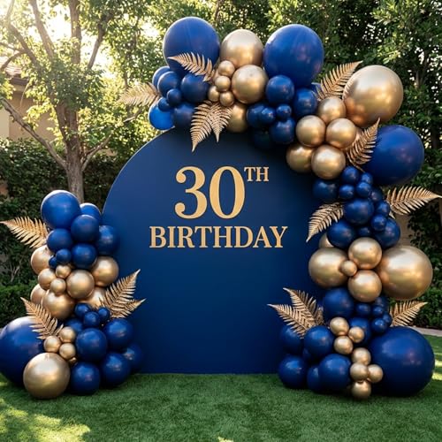 Image of RUBFAC Chrome Gold Balloons 129pcs Different Sizes Pack of 18 12 10 5 Inch, Latex Metallic Gold Balloon Garland Arch Kit for Graduation Wedding Happy Birthday Party Decoration