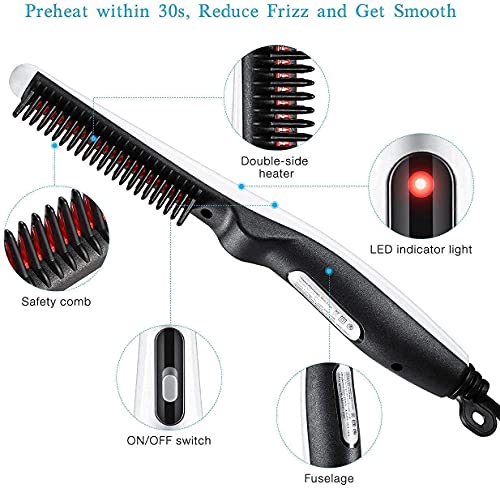 Image of Quick Hair Styler For Men Electric Beard Straightener Massage Hair Comb Beard Comb Multifunctional Curly Hair Straightening Comb Curler, Beard Straightener For Men V2 Styler