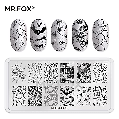 Mrfox 5 Pcs Nail Plates Stamping Set Marbled Punk Spider Web Heart Star Theme Leaf Nail Art Diy Stamping Template #TOP2