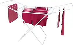 Varal de Chão Dobrável Branco com Abas 160cm em Aço Reforçado — Suporta até 25Kg — Compacto, Resistente e Ideal para Roupas, Toalhas e Cama