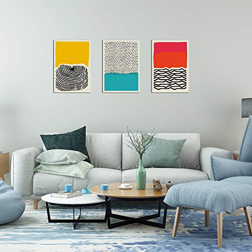 Modern Abstract Art Prints Yellow Red And Blue Canvas Poster Canvas Wall Art Paintings For Living Room Wall Artworks (Geometry, 12X16Inchx3) #TOP4