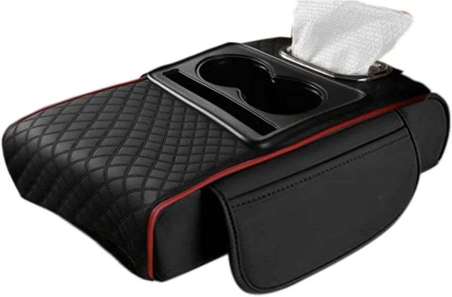 Car Seat Gap Organizer with Cup Holder and Tissue Holder, PU Leather Side Seat Storage Box for Vehicle Interior Accessories, Black-image-28
