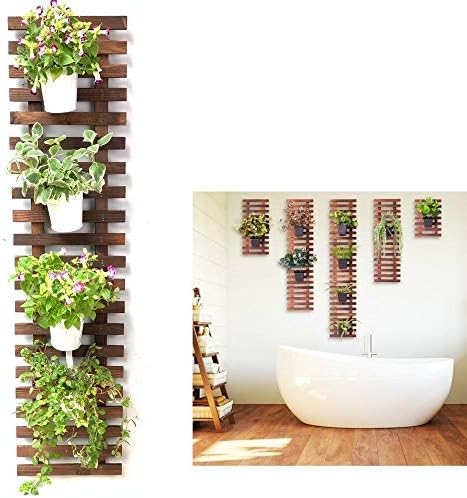 ShopLaLa Wall Planter - Hanging Wooden Wall Planter for Indoor Outdoor Plants, Vertical Garden, Plant Wall, Wall Mount Planter, Air Plant Succulent Holder, Wooden Trellis for Climbing Plants