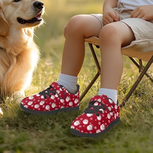 Christmas Cute Santa Claul Pattern Little Kid Boys Shoes Non Slip Lightweight Breathable Comfortable Sport Athletic Running Tennis Sneakers3