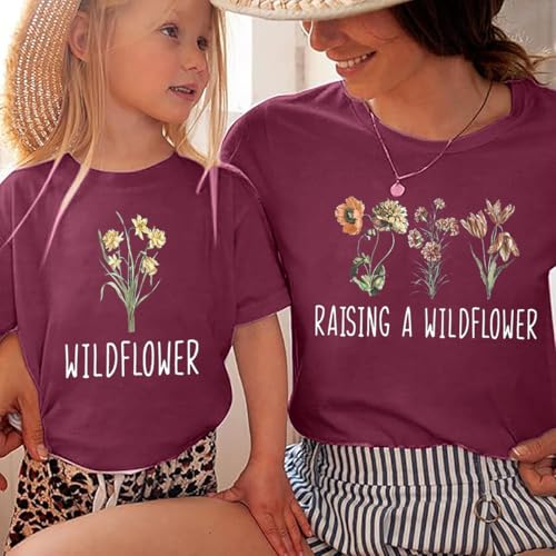 Image of Mama and Mini Sunflower Tshirt Mommy and Me Matching Tees Tops Mother and Daughter Gift Shirts Summer Sunshine Shirt