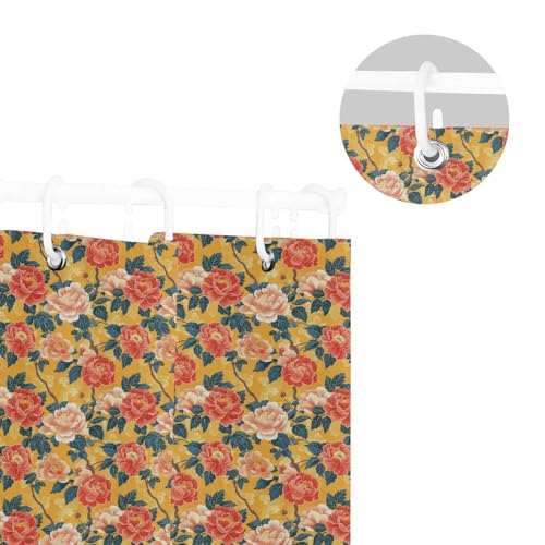 Rideau de douche moderne à fleurs 168x183cm hydrofuge avec crochets - 6
