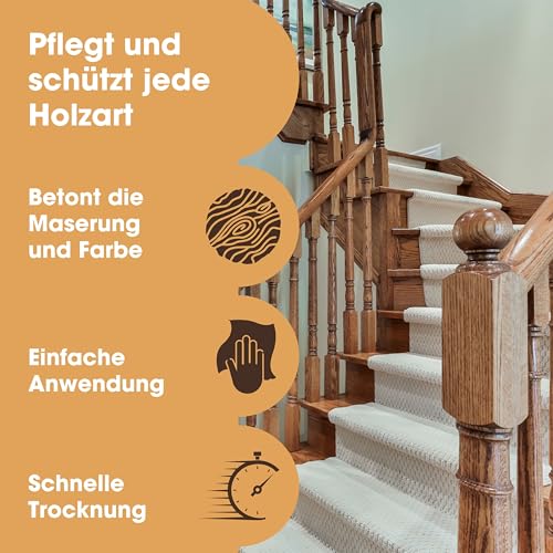 Furniture Clinic Gekochtes Leinöl für Holzmöbel & mehr | 250ml raffiniertes Öl | Leinölfirnis | seidenmatt-glänzendes Holzöl-Finish für Möbel, Tischplatten, Terracotta-Fliesen, Stein & Metall