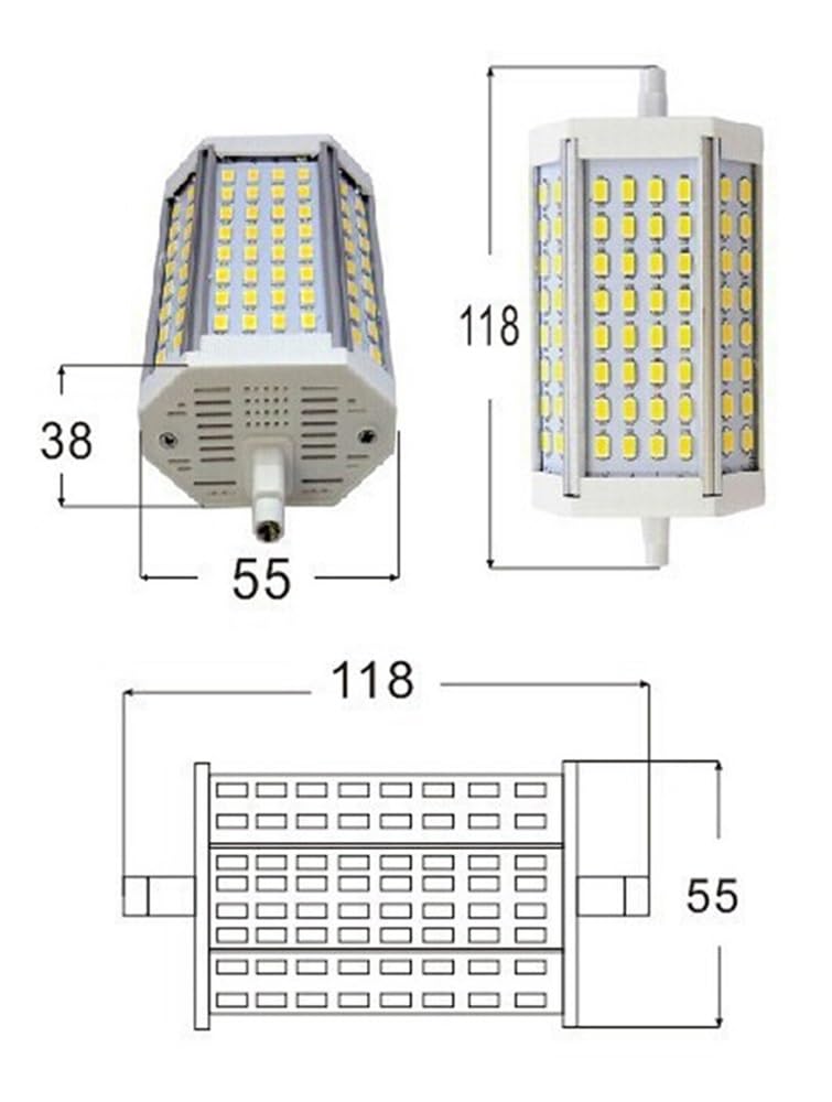 RZL Éclairage, Lot de 2 ampoules LED R7S AC85-265V 118MM 30W 3000LM 64-SMD5730 R7S Lampe d'éclairage extérieur(Warm White)