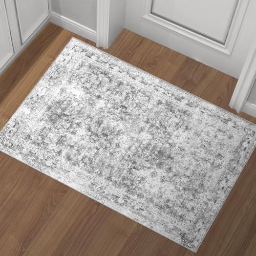 Tapete Lavable 2x3 Pies para Cocina y Dormitorio Gris miniatura 1