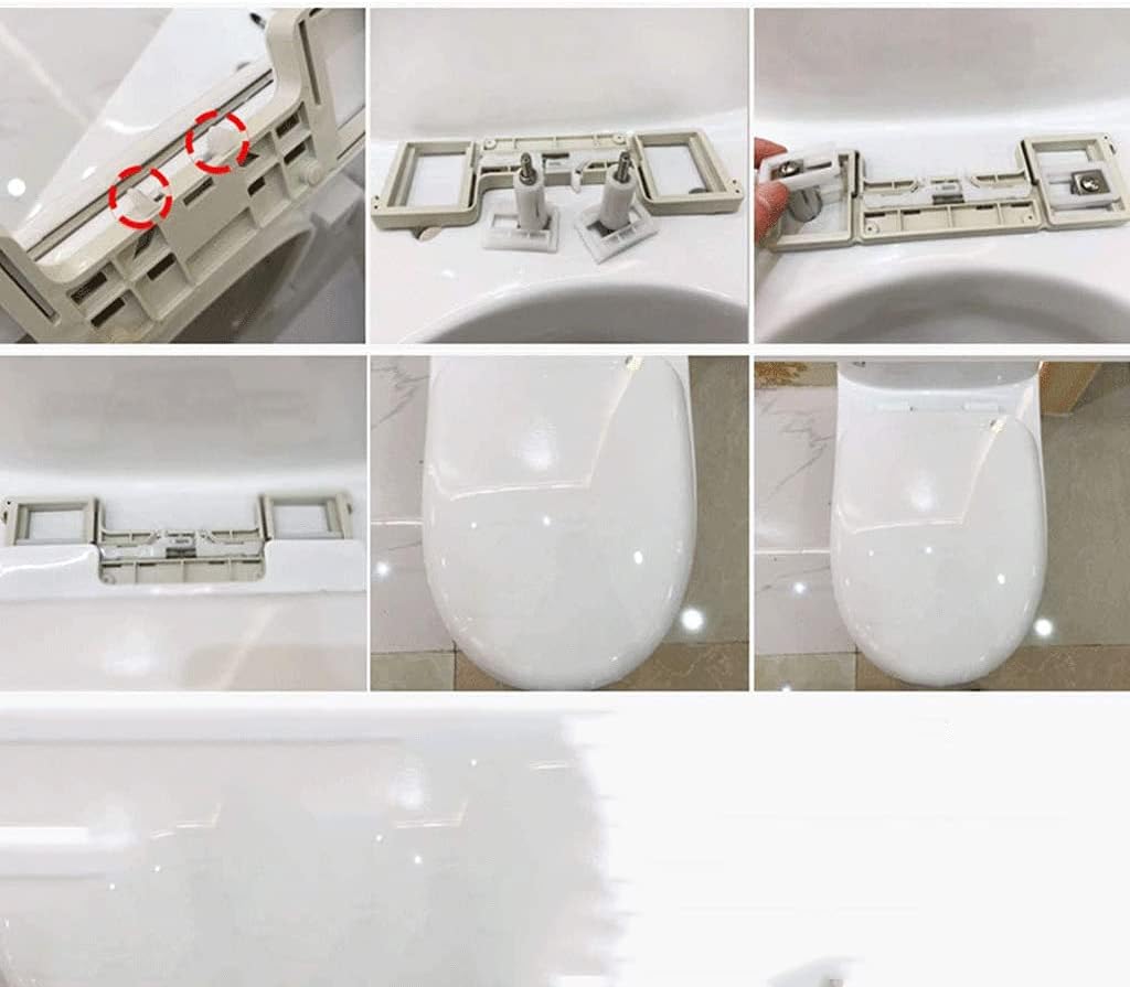 Toilet Lid - Easy Close White Plastic Elongated Comfortable Ergonomic Design Slow Closing System