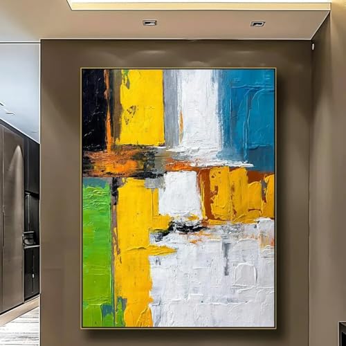 Tableau abstrait texture bloc couleur, décoration d'intérieur moderne 70x100 - 2