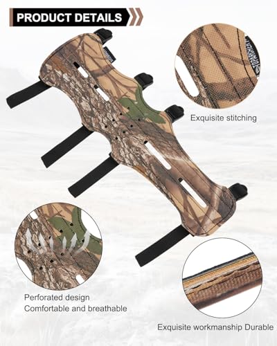 TOPARCHERY 12" Cow Leather Arm Guard Protector with 4 Adjustable Straps (Camouflage)