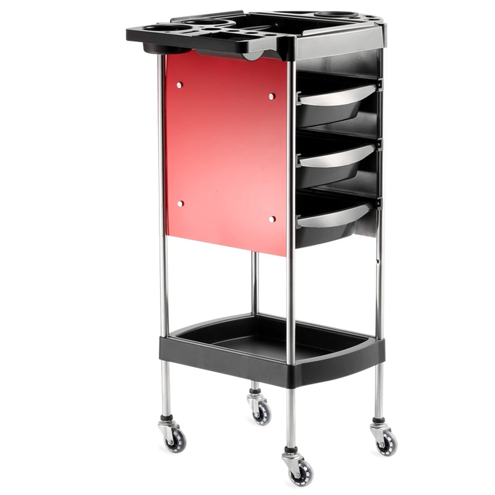 FAXIOAWA 5 Tier Salon Rolling Trolley Winkelwagen Met Wielen en 3 ABS Laden, Opbergwagen Organizer, Service Instrumentenblad, Make-up Apparatuur Benodigdheden Accessoire Gereedschapshouder Station