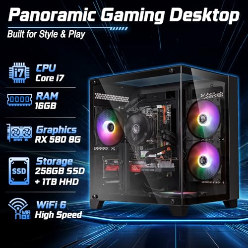 Image of Prebuilt Gaming PC Computer,Core i7 Tower Desktop,RX580 8G,Win11.