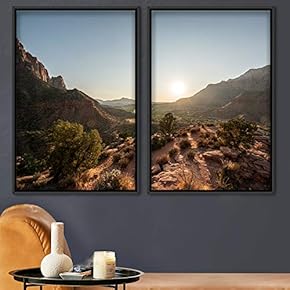 signwin 2 Piece Framed Canvas Wall Art Sunset...