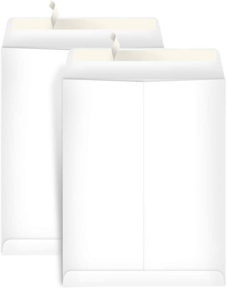 Amazon Basics Catalog Mailing Envelopes, Peel & Seal, 9x12 Inch, 100-Pack, White and Amazon Basics Catalog Mailing Envelopes, Peel & Seal, 6x9 Inch, Brown Kraft, 100-Pack