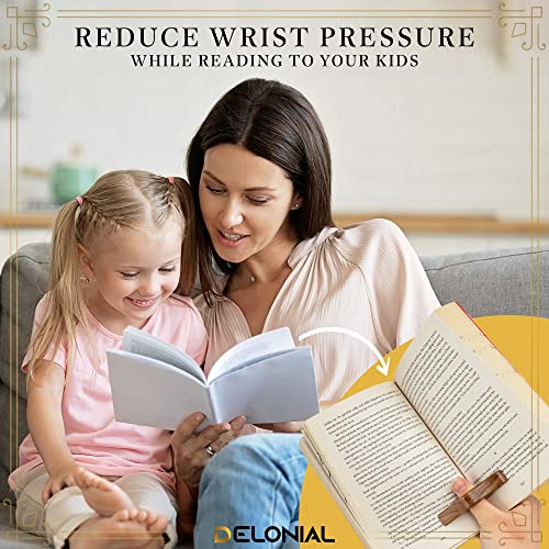 Delonial Book Page Holder Keep Book Open Wooden Walnut Thumb Reader 5 Silicone Rings Reading Lovers Accessories Handmade Gifts Women Spreader Bookmark
