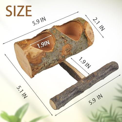Image of Wooden Bird Feeding Dish Cups Perch Stand Hanging Feeder Solid Wood Parrot Feeding Bowl for Parakeets Conures Cockatiels Budgie Parrot