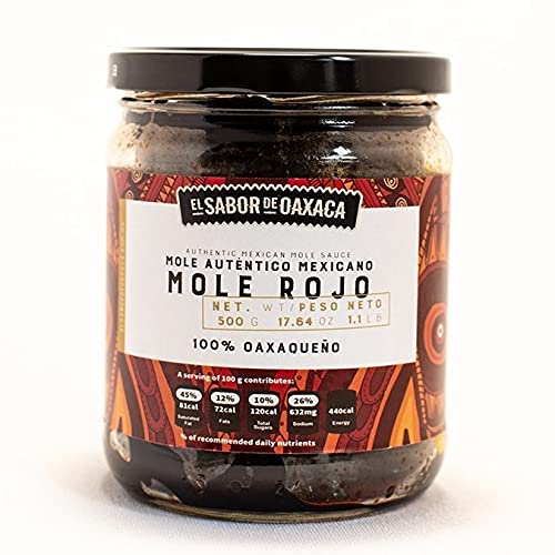 Mole Rojo PREMIUM de El Sabor de Oaxaca, Authentic Mexican Mole Sauce, Mexican Gourmet Artisan Product, (16 Oz)