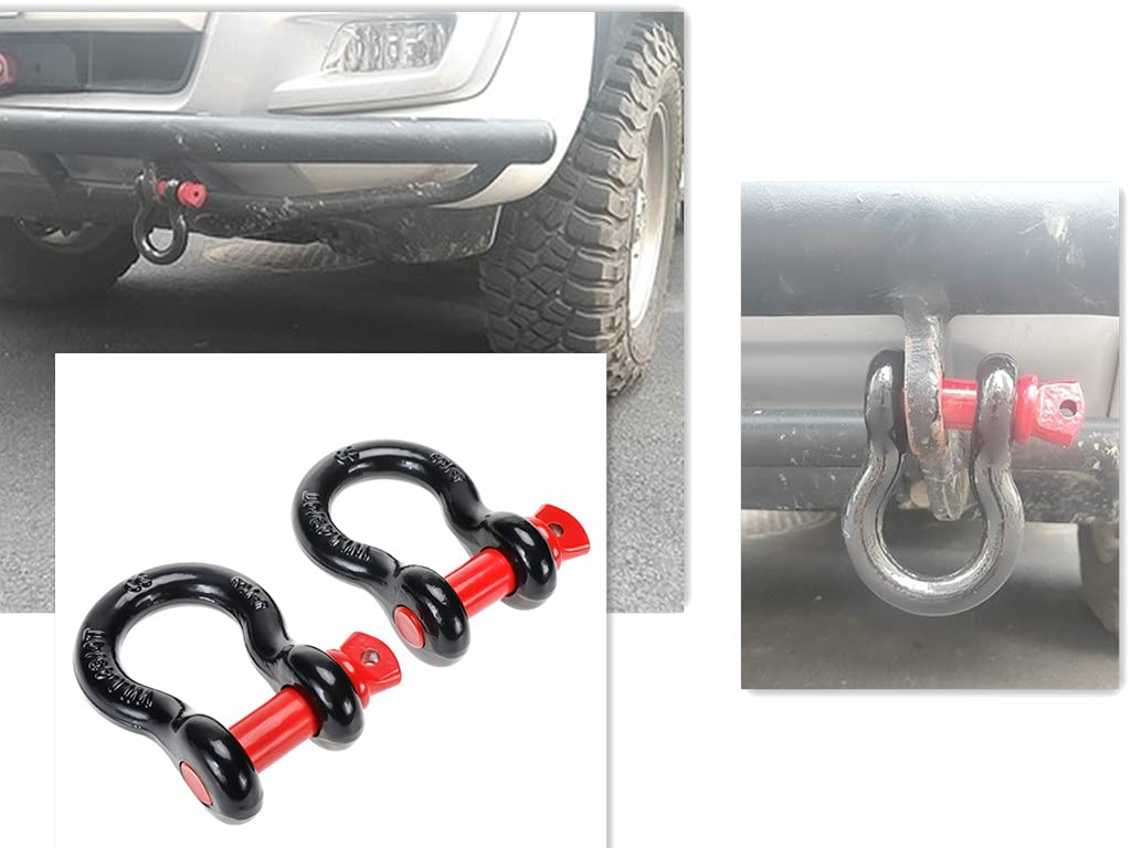 BOOMSTART Manille en Arc Robuste, 4,75 tonnes à vis, Manille en Alliage d'acier de 1,9 cm pour remorquage, Sangle de Levage, camions, camionnettes, Jeeps, véhicules Tout-Terrain, Rouge et Noir