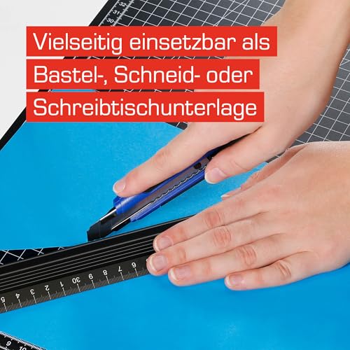 Vantage Schneidematte A4 (22 x 30 cm, selbstheilend, beidseitig nutzbar, mit Raster) schwarz