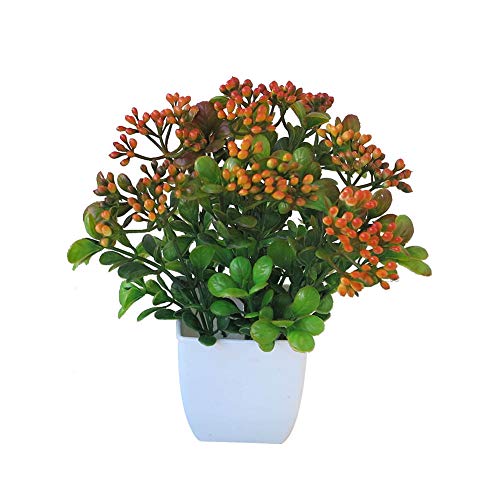 Whiie891203 Artificial Fake Flower Plants,1Pc Potted Artificial Flower Stage Arrangements Wedding Bouquets Decorations Floral Table Centerpieces for Home Kitchen Garden Party Grave DIY Decor Orange