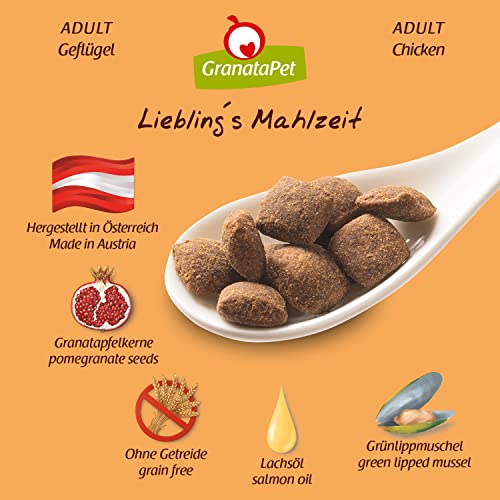 GranataPet Liebling's Mahlzeit Adult Geflügel, 1,8 kg, Trockenfutter für Hunde, Hundefutter ohne Getreide & ohne Zuckerzusätze, Alleinfuttermittel