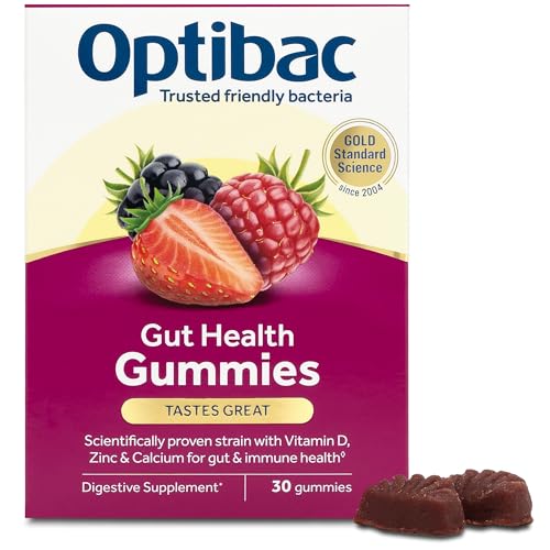 Optibac Gut Health Gummies - Vegan Digestive Live Culture Supplement - Vitamin D Zinc & Calcium for Immune Support & Gut Health - Most Trusted & Recommended Brand - 30 Gummies