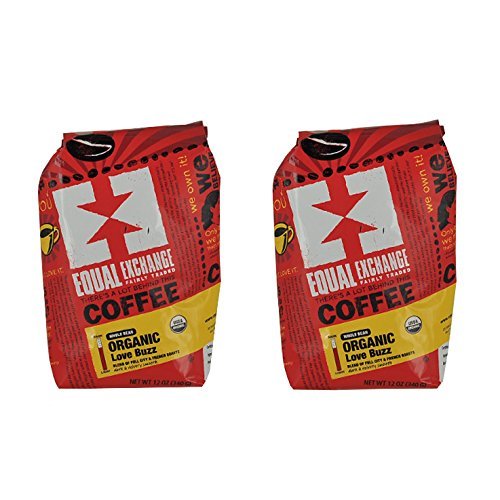 Equal Exchange Love Buzz Blend Organic Coffee Bean, 12-Ounce Packages (Pack of 2)